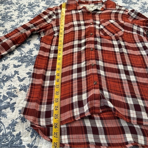 Linda Anderson Shirt Casual Button Up Plaid Unconventional Lace Red & White Sz S - Picture 10 of 11